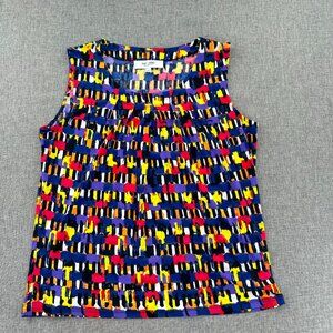 Jones Studio Separates Blouse Sleeveless Multicolor Large Stretch Polyester Span